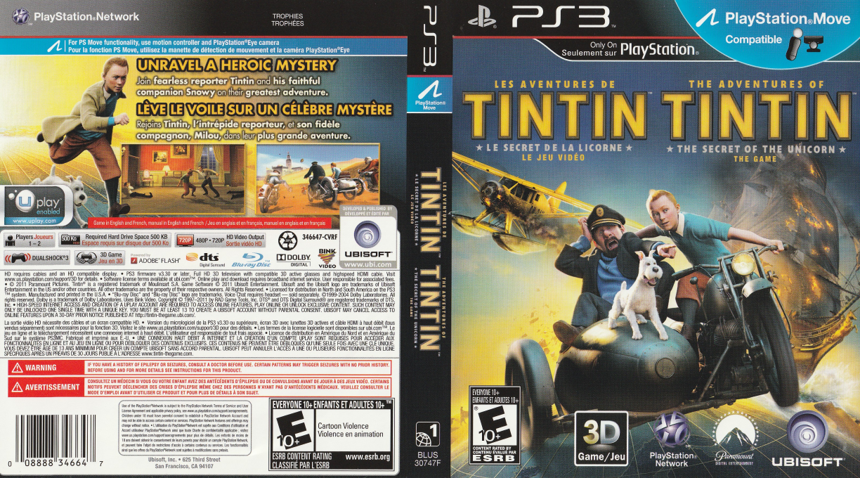 Adventures of Tintin, The - The Game — box-texture (CA)