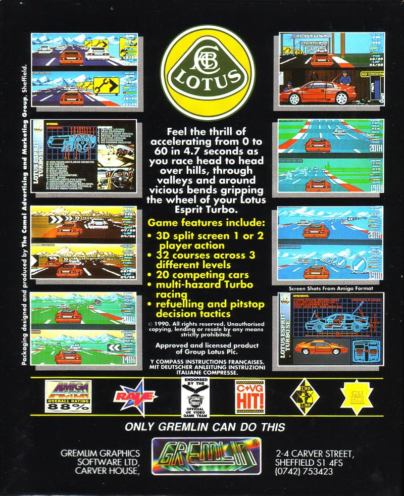 Lotus Esprit Turbo Challenge — box-2D-back (EU)