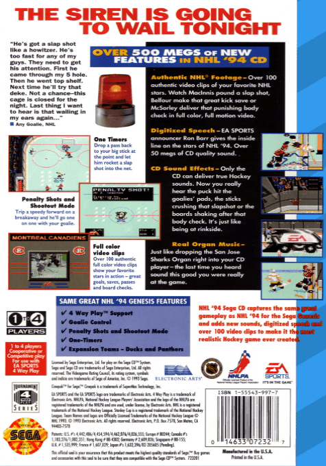 NHL '94 — box-2D-back (US)