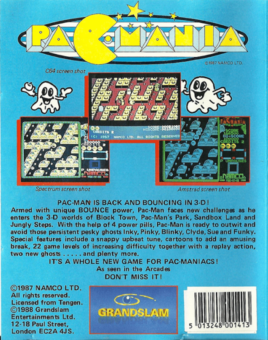 Pac-mania — box-2D-back (EU)