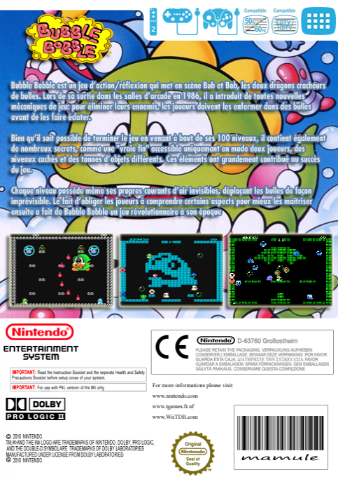 Bubble Bobble — box-2D-back (FR)