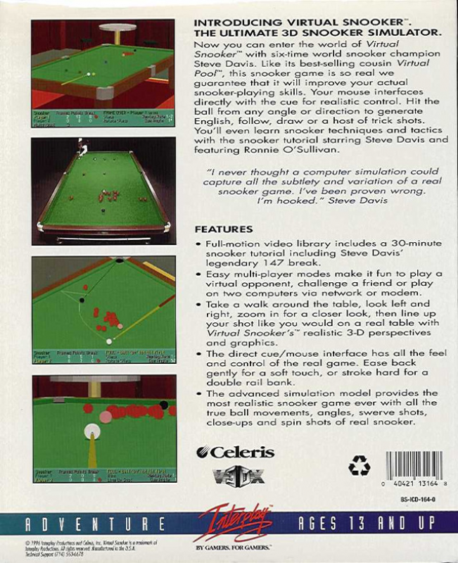 Virtual Snooker — box-2D-back (US)