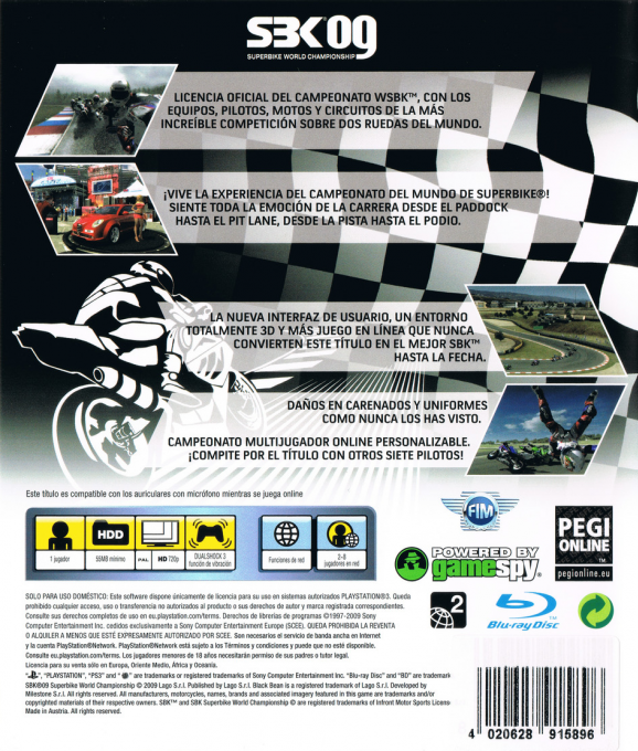 SBK 09 - Superbike World Championship — box-2D-back (SP)