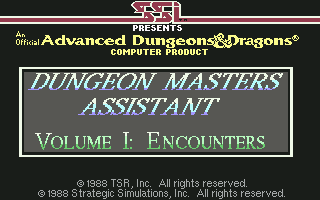 Dungeon Masters Assistant : Volume I : Encounters — sstitle (WOR)