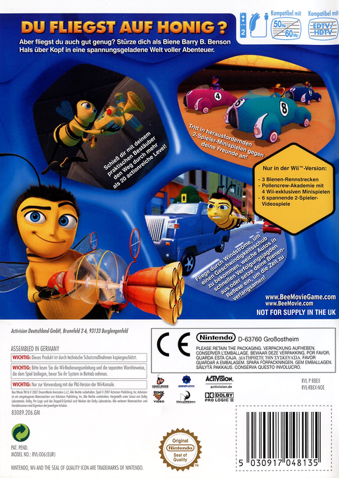 DreamWorks Bee Movie Game — box-2D-back (DE)