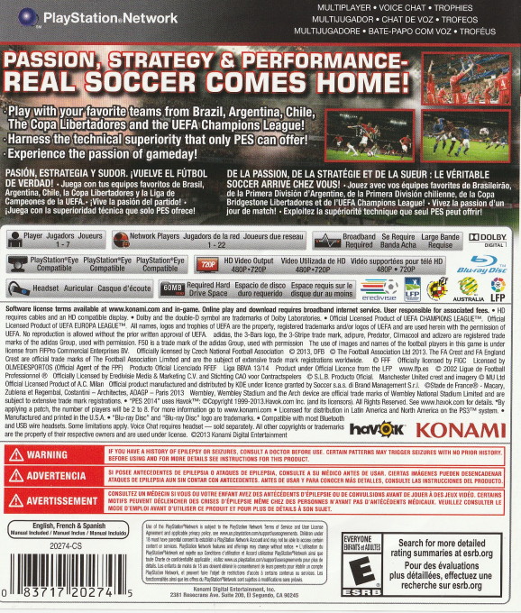 PES 2014 - Pro Evolution Soccer — box-2D-back (CA)