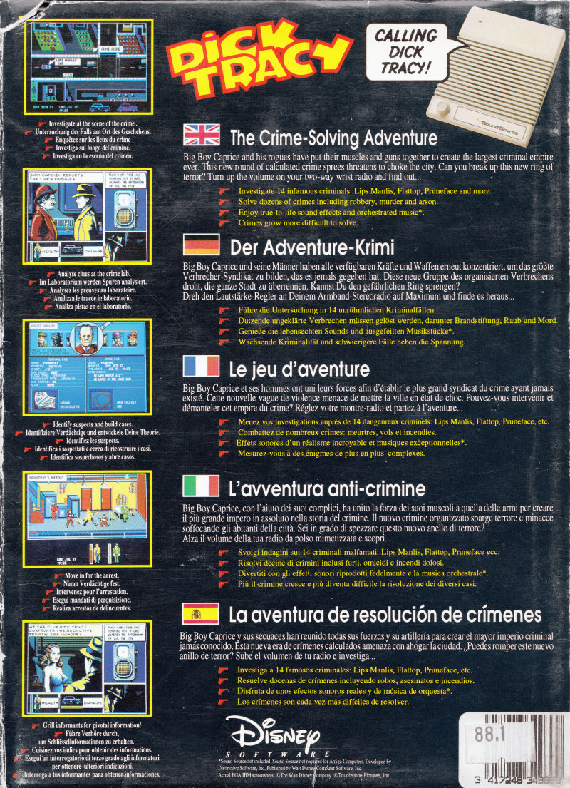 Dick Tracy - The Crime-Solving Adventure — box-2D-back (EU)