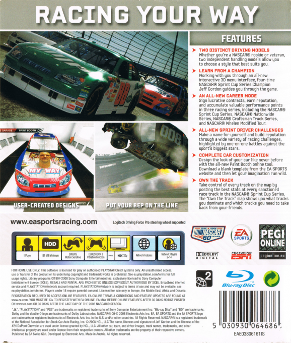 NASCAR 09 — box-2D-back (EU)