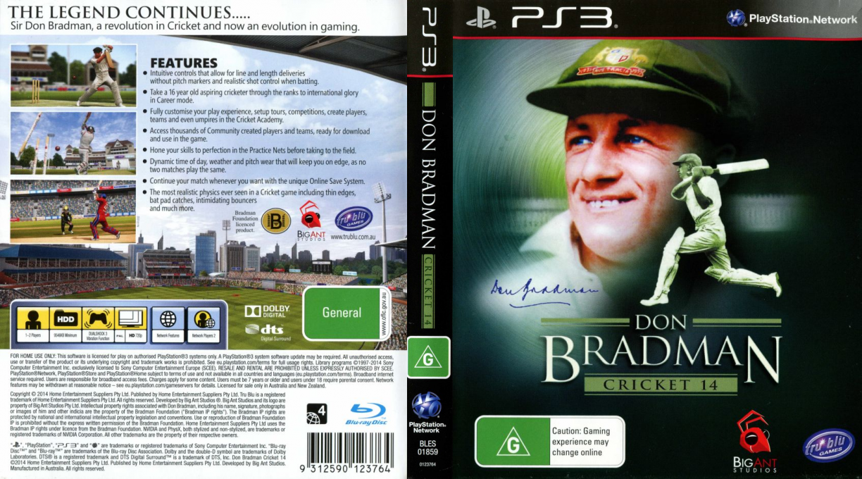 Don Bradman Cricket 14 — box-texture (AU)