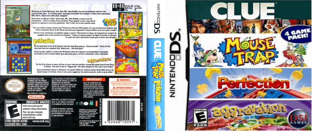 4 Game Pack! - Clue + Aggravation + Perfection + Mouse Trap — box-texture (US)
