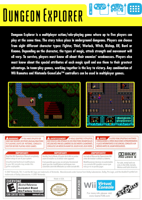 Dungeon Explorer — box-2D-back (US)