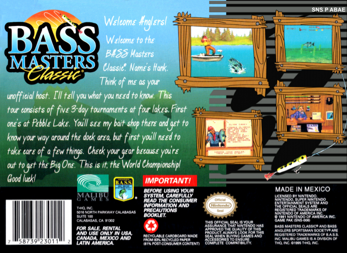 Bass Masters Classic — box-2D-back (US)