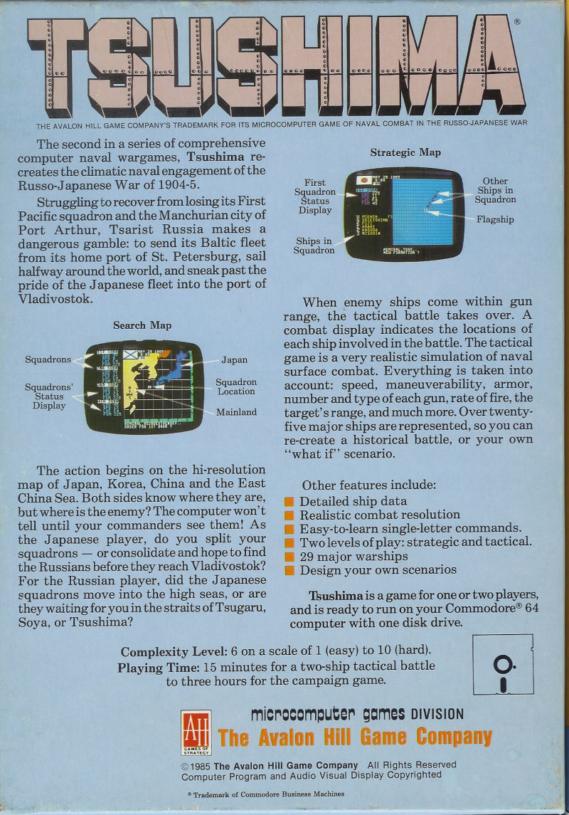 Naval Battle of Tsushima — box-2D-back (US)
