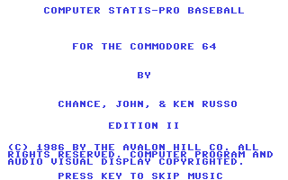 Computer Statis-Pro Baseball — sstitle (WOR)