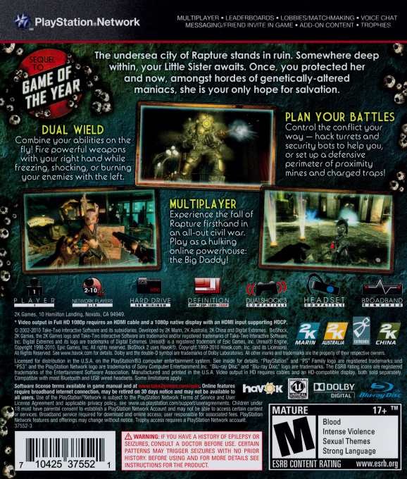 BioShock 2 — box-2D-back (US)