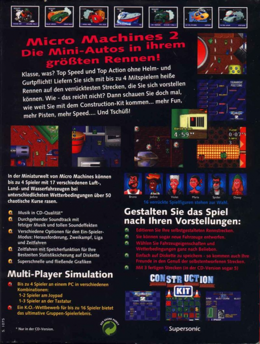 Micro Machines 2 - Turbo Tournament — box-2D-back (DE)