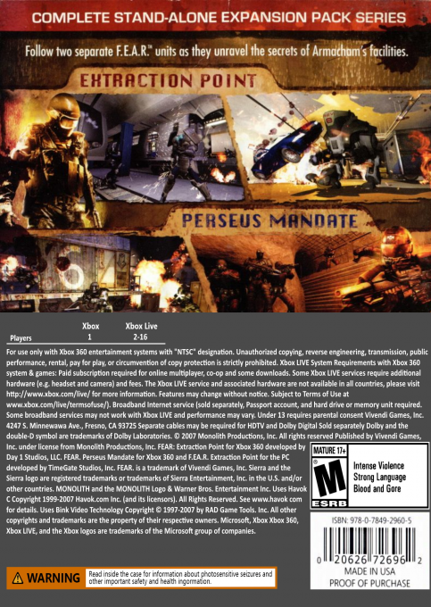 F.E.A.R. — box-2D-back (CUS)