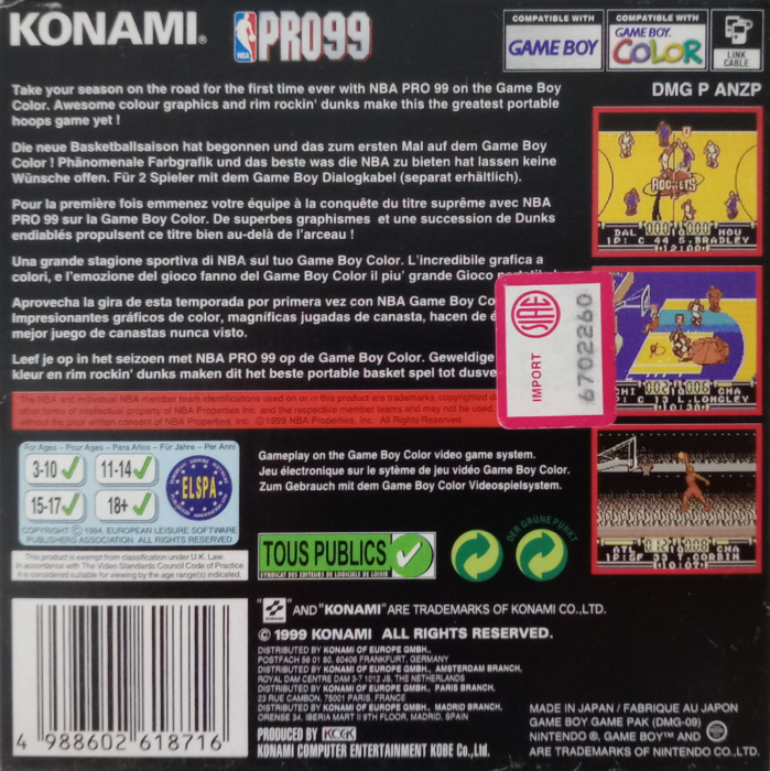 Nba Pro '99 — box-2D-back (EU)