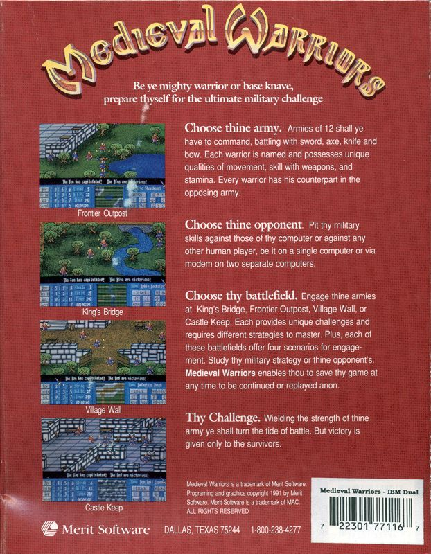 Medieval Warriors — box-2D-back (US)