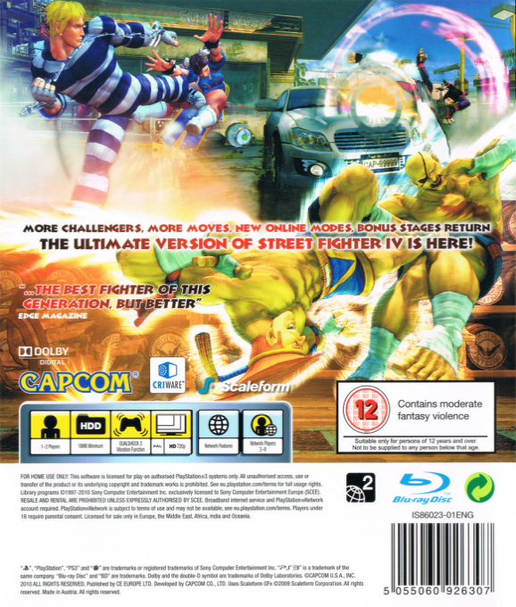 Super Street Fighter IV — box-2D-back (UK)