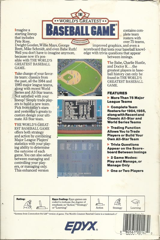 World's Greatest Baseball Game, The — box-2D-back (US)