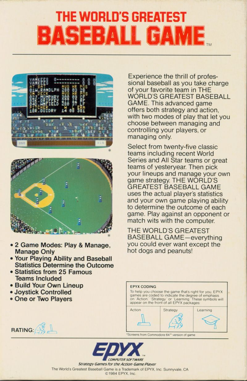 World's Greatest Baseball Game, The — box-2D-back (US)