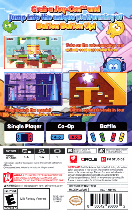 Button Button Up! — box-2D-back (US)