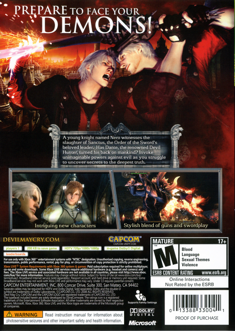 Devil May Cry 4 — box-2D-back (US)