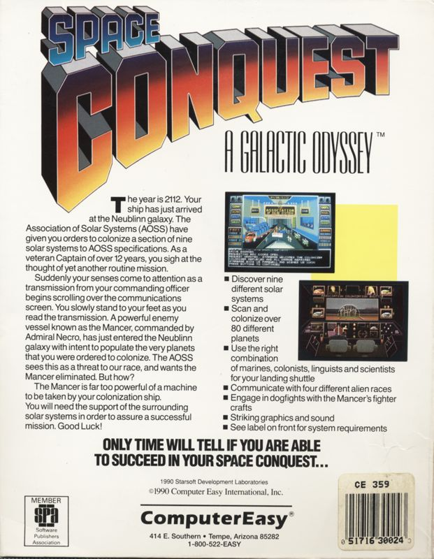 Space Conquest - A Galactic Odyssey — box-2D-back (US)
