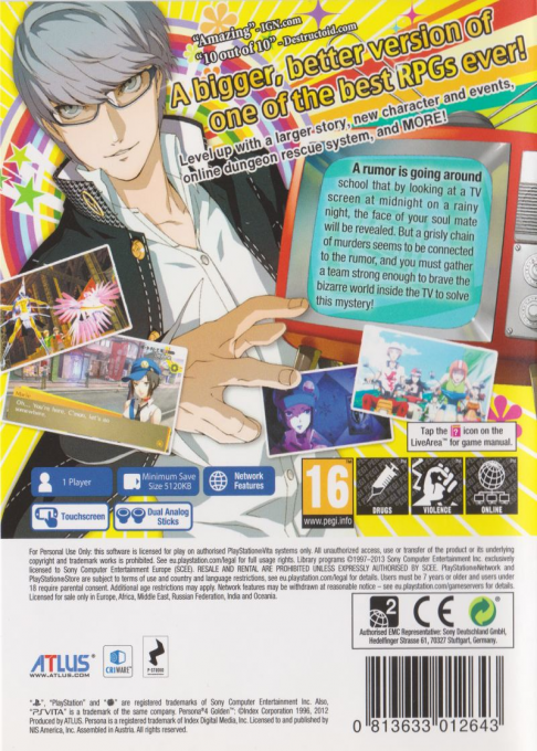 Persona 4 - The Golden — box-2D-back (EU)