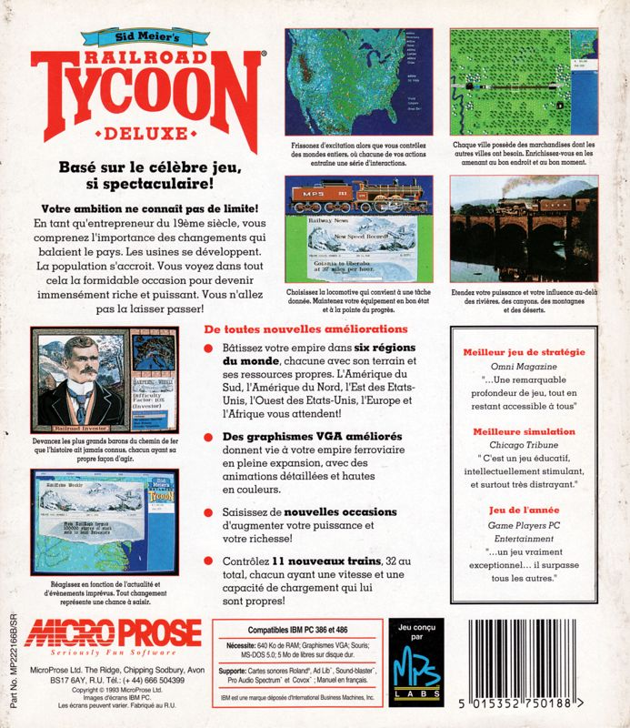 Sid Meier's Railroad Tycoon Deluxe — box-2D-back (FR)