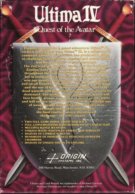 Ultima 4 - Quest Of The Avatar — box-2D-back (US)