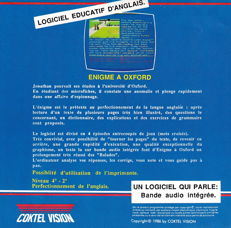 Enigme A Oxford — box-2D-back (FR)
