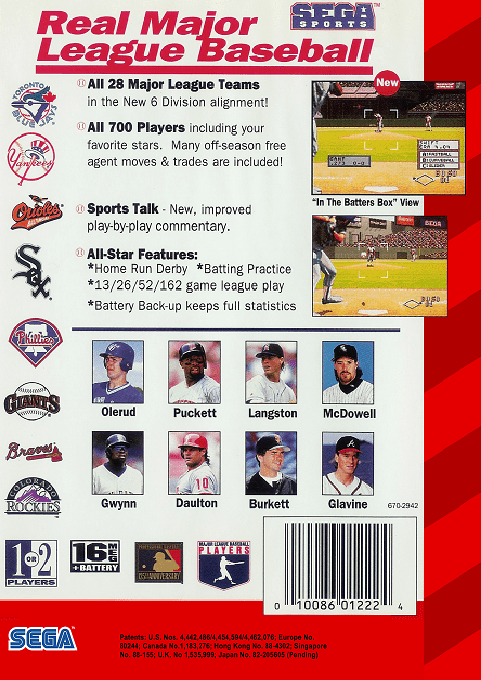 World Series Baseball — box-2D-back (US)