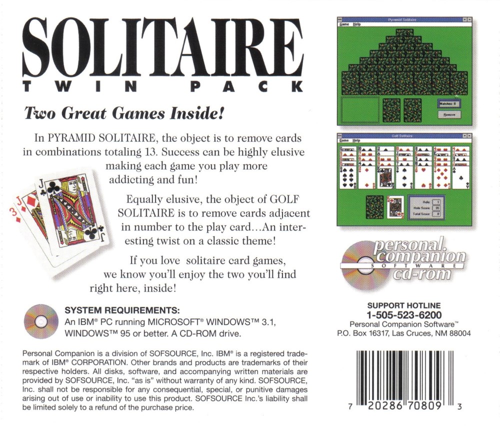 Solitaire Twin Pack — box-2D-back (WOR)