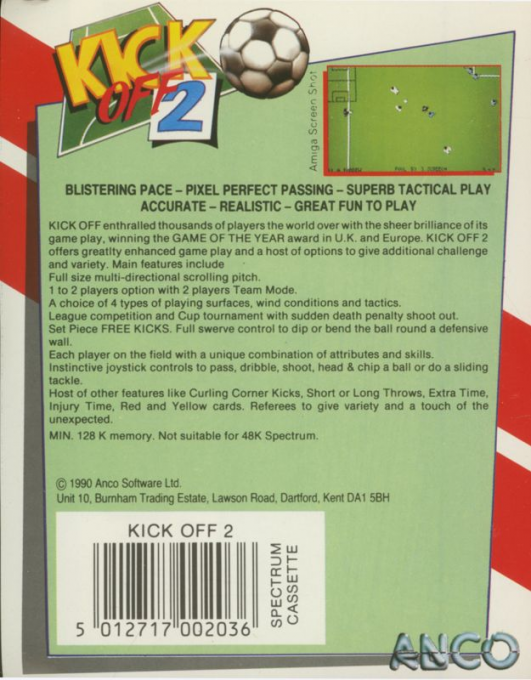 Kick Off 2 — box-2D-back (EU)