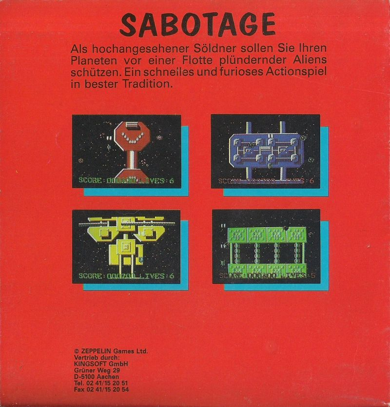 Sabotage — box-2D-back (DE)