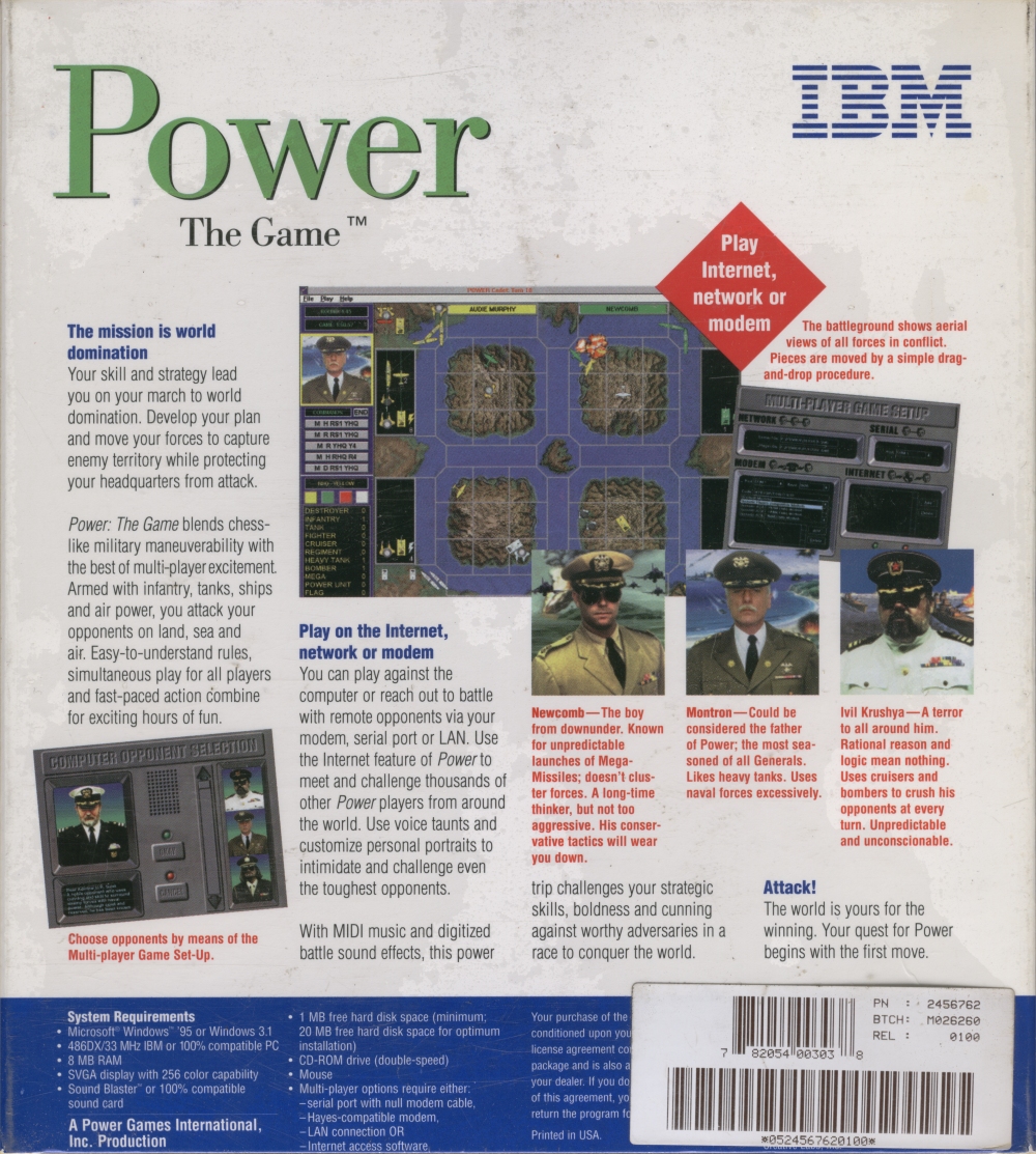 Power: The Game — box-2D-back (WOR)