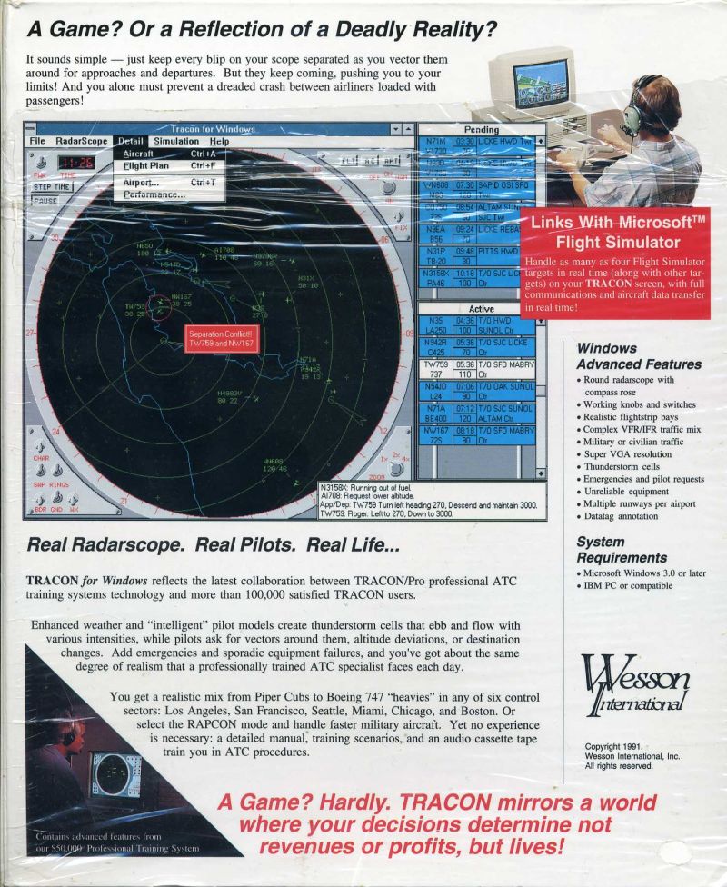 Tracon for Windows — box-2D-back (US)