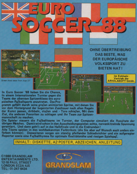 Euro Soccer '88 — box-2D-back (DE)