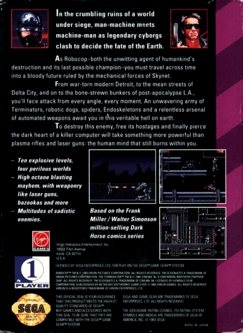 Robocop Versus The Terminator — box-2D-back (US)