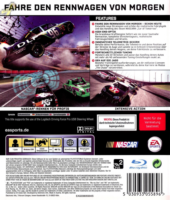 NASCAR 08 — box-2D-back (DE)