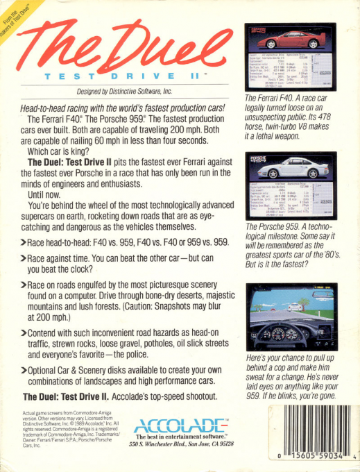 Duel - Test Drive 2, The — box-2D-back (US)