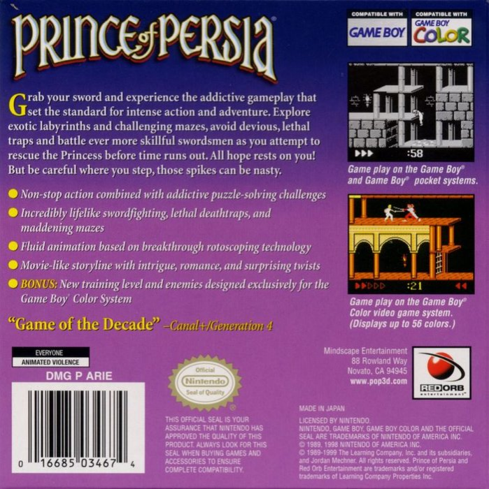 Prince Of Persia — box-2D-back (US)