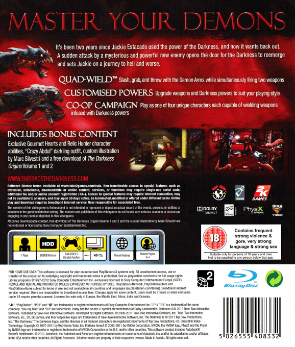 Darkness II, The — box-2D-back (UK)
