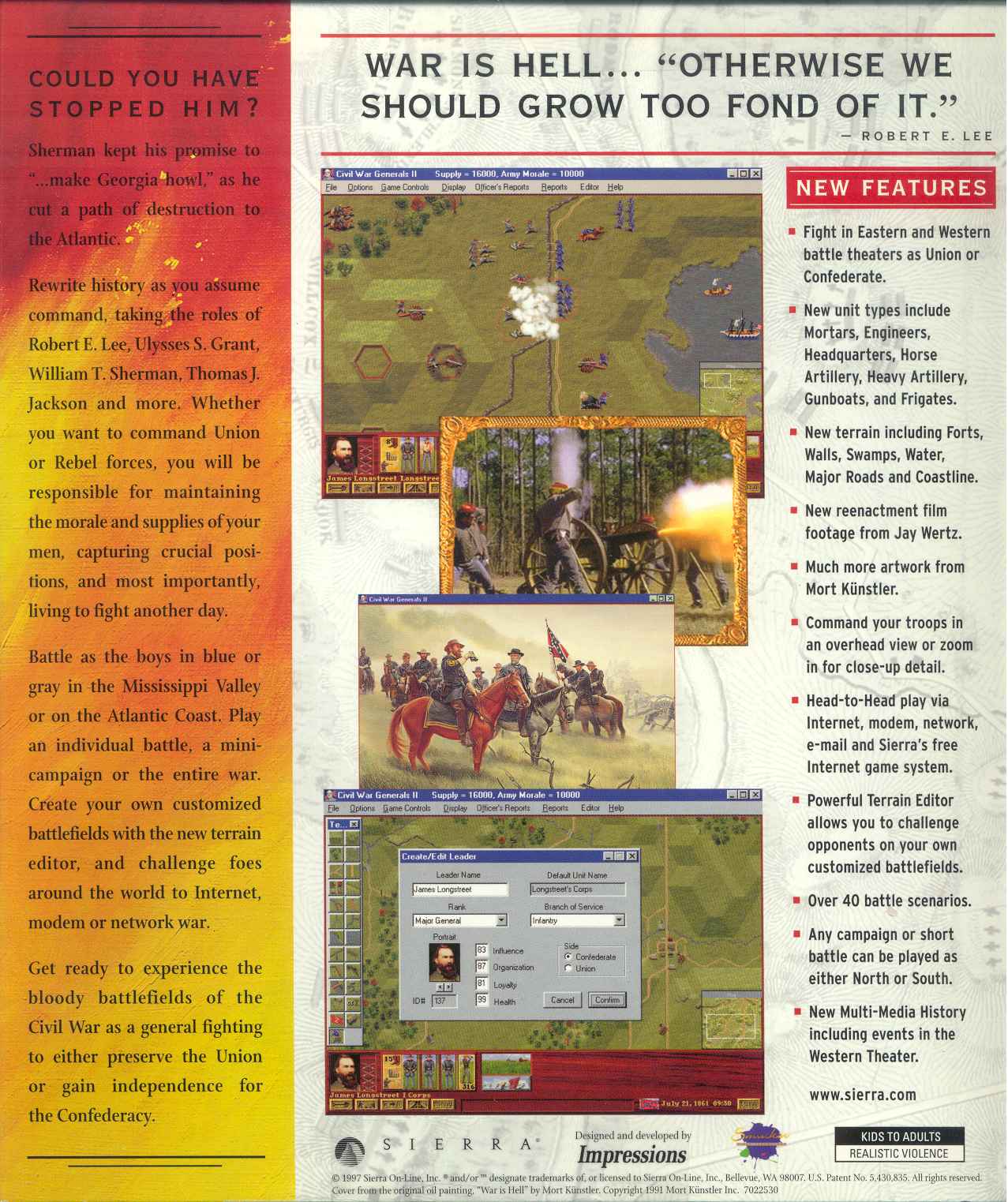 Grant - Lee - Sherman: Civil War 2: Generals — box-2D-back (WOR)
