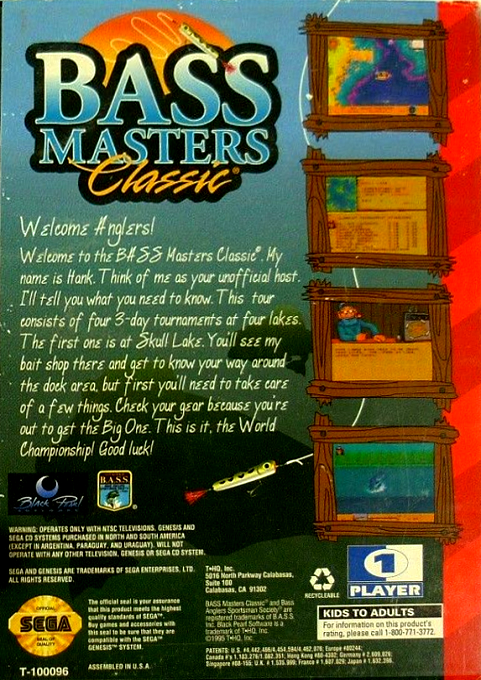 Bass Masters Classic — box-2D-back (US)