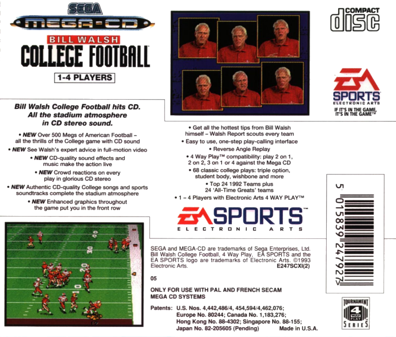 Bill Walsh College Football — box-2D-back (EU)