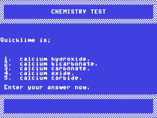 Chemistry Test : 'O' Level — ss (WOR)