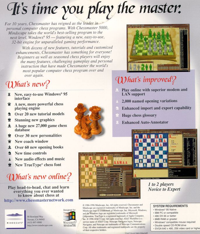 Chessmaster 5000 — box-2D-back (US)
